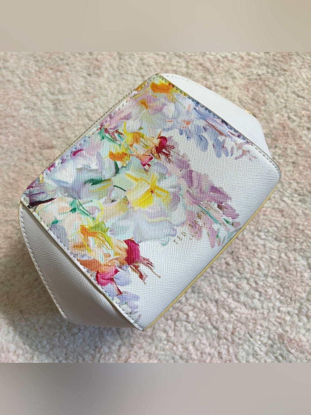 Ted Baker London White Floral Print Cosmetic Pouch